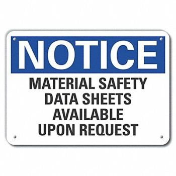 LYLE Rflct Msds Info Notice Sign 10x14in Alum, 64NG03