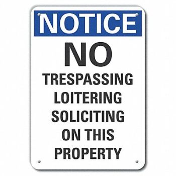 LYLE No Trespassing Notice Sign 14x10in Plstc, 64NP28