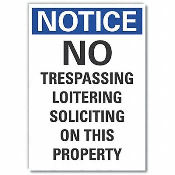 LYLE No Trespassing Notice Rflct Lbl 7inx5in, 64NG67