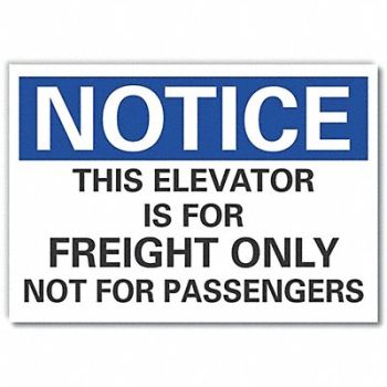 LYLE Elevator Hazard Notice Rflct Lbl 5x7in, 64NG79