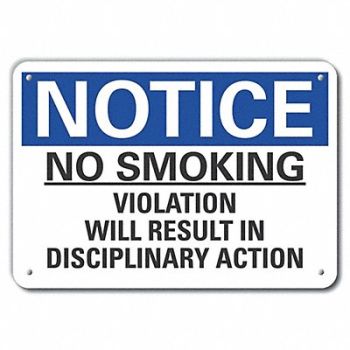 LYLE No Smoking Notice Sign 10x14in Plastic, 64NP34