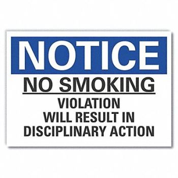 LYLE No Smoking Notice Rflct Label 5inx7in, 64NH04