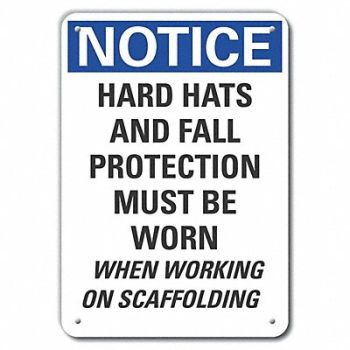 LYLE Rflct Hard Hat Notice Sign 14x10in Alum, 64NJ09