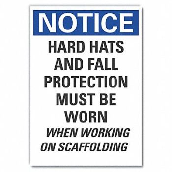 LYLE Hard Hat Notice Label 7inx5in Polyester, 64NJ07