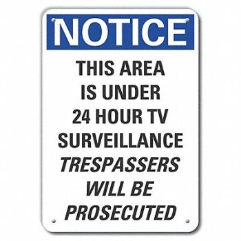 LYLE Plastic Surveillance Notice Sign 14x10in, 64NP58