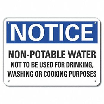 LYLE Alum Potable Water Notice Sign 10x14in, 64NJ51