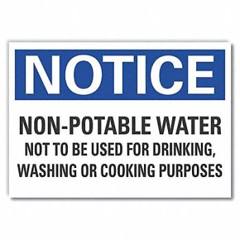LYLE Potable Water Notice Lbl 5x7in Polyest, 64NJ55