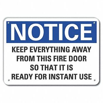 LYLE Plastic Fire Door Notice Sign 10x14in, 64NP62