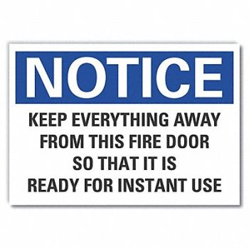 LYLE Fire Door Notice Reflective Label 5x7in, 64NJ73