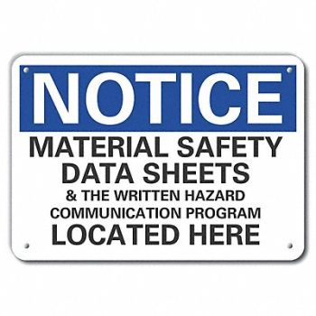 LYLE Msds Info Notice Sign 10x14in Plastic, 64NP66