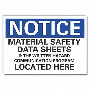 LYLE Msds Information Notice Rflctv Lbl 5x7in, 64NJ97