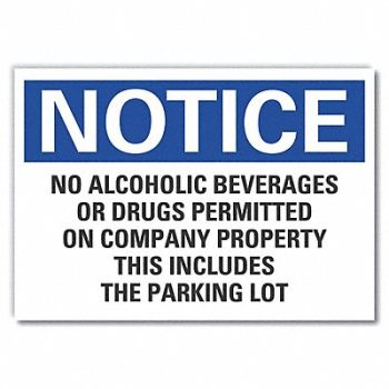 LYLE No Alcohol/Drugs Notice Label 7x10in, 64NK49