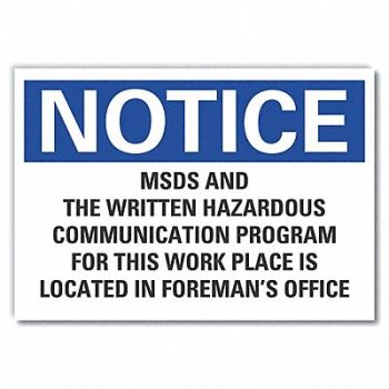 LYLE Msds Information Note Rflct Lbl 3.5x5in, 64NK81