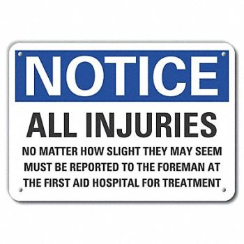 LYLE Plastic Accdnt Report Note Sign 10x14in, 64NP82