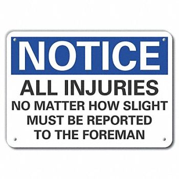 LYLE Accident Reporting Notice Sign 10inx14in, 64NP84