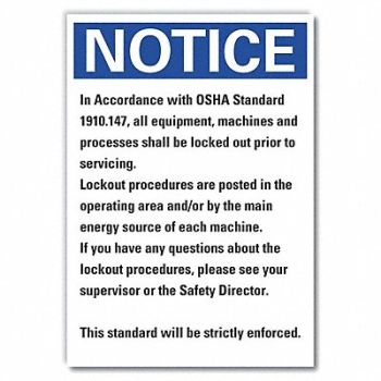 LYLE Lockout Tagout Notice Rflctv Label 7x5in, 64NL19