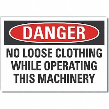 LYLE Machine Operat Danger Rflct Lbl 10x14in, 64NW56