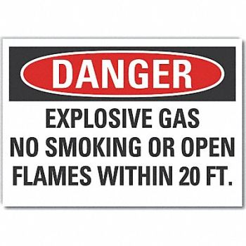 LYLE No Smoking Danger Rflct Label 5inx7in, 64NY76