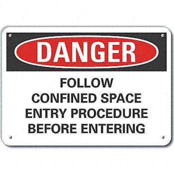 LYLE Rflctv Confined Space DangerSign 10x14in, 64NZ33