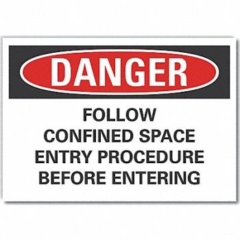 LYLE Confined Space Danger Rflctv Label 5x7in, 64NZ37