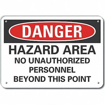 LYLE Rflct Hzrd Area Danger Sign 10x14in Alum, 64NZ81