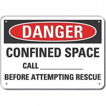 LYLE Rflct Confined Space Danger Sign 10x14in, 64PA06