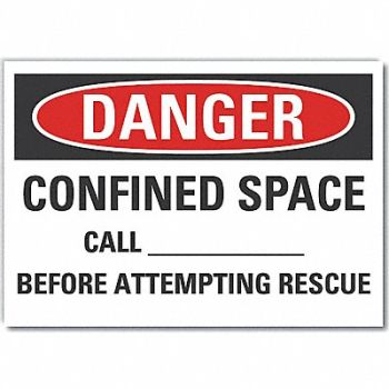 LYLE Confined Space Danger Rflct Lbl 5inx7in, 64PA10
