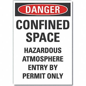 LYLE Confined Space Danger Rflct Lbl 7inx5in, 64PA22