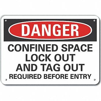 LYLE Confined Space Danger Sign 10x14in Alum, 64PA48