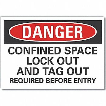 LYLE Confined Space Danger Rflctv Label 5x7in, 64PA58