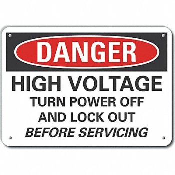 LYLE High Voltage Danger Sign 7inx10in Plastc, 64RU26