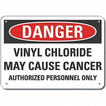 LYLE Vinyl Chloride Danger Sign 10x14in Plstc, 64RU29