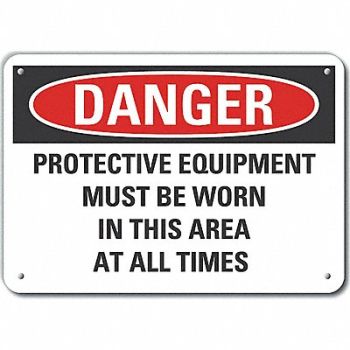 LYLE Alum PPE Danger Sign 10x14in Alum, 64PC33