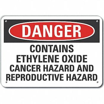 LYLE Rflct Ethylene Oxide Danger Sign 10x14in, 64PC99