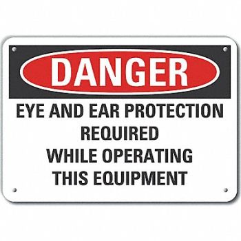 LYLE Rflct Eye Ear Danger Sign 10x14in Alum, 64PD48