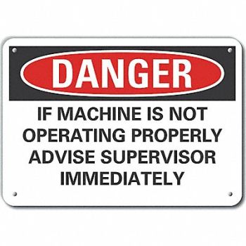 LYLE Rflct Mach Operation Danger Sign 10x14in, 64PD96