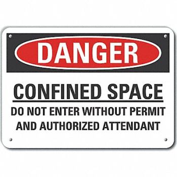 LYLE Confined Space Danger Sign 10x14in Alum, 64PE03