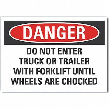 LYLE Chock Wheels Danger Rflct Lbl 3.5inx5in, 64PE24