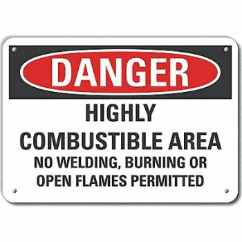 LYLE Combust Area Danger Sign 10inx14in Alum, 64PE27