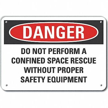 LYLE Alum Confined Space Danger Sign 7x10in, 64PE50