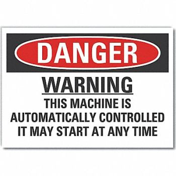 LYLE Machine Operation Danger Lbl 10x14in, 64PE65
