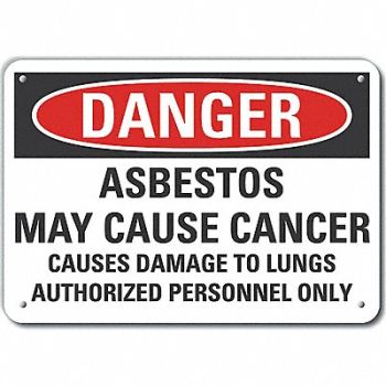 LYLE Rflct Asbestos Danger Sign 10x14in Alum, 64PE81