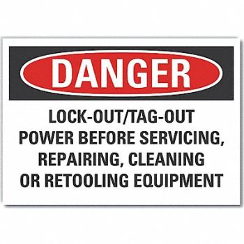 LYLE Lockout Tagout Danger Rflct Lbl 5inx7in, 64PF46
