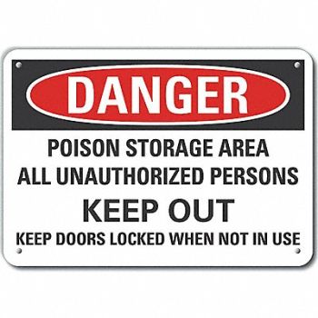 LYLE Rflctv Poison Danger Sign 10inx14in Alum, 64PF78