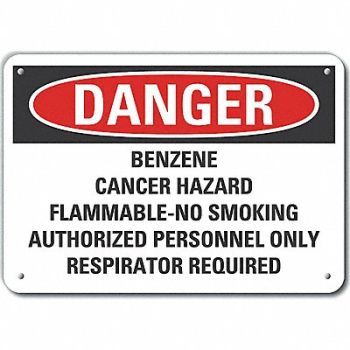 LYLE Rflct Benzene Danger Sign 10x14in Alum, 64PF90