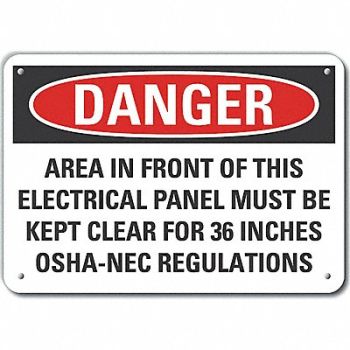 LYLE Rflct Elec Panel Dangr Sign 10x14in Alum, 64PG15
