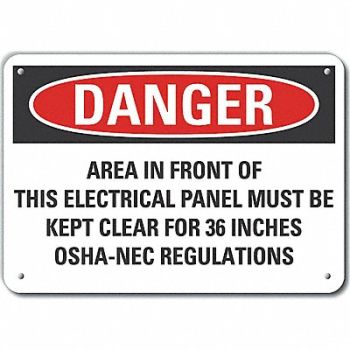 LYLE Rflct Elec Panel Dangr Sign 10x14in Alum, 64PG27