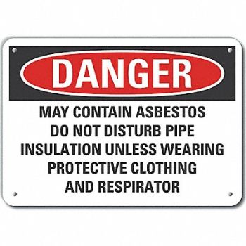 LYLE Rflct Asbestos Danger Sign 10x14in Alum, 64PG63