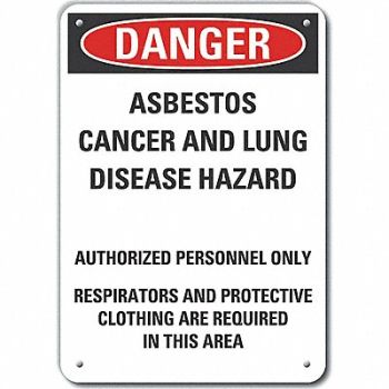 LYLE Rflct Asbestos Danger Sign 14x10in Alum, 64PH24
