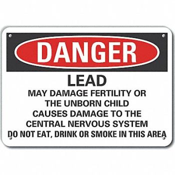 LYLE Rflct Lead Hzrd Danger Sign 10x14in Alum, 64PH36